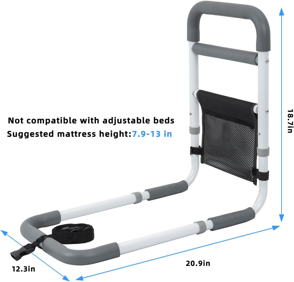 Bed Assist Rail for Elderly Adults, Non-Slip Bed Grab Bar with Storage Pocket

