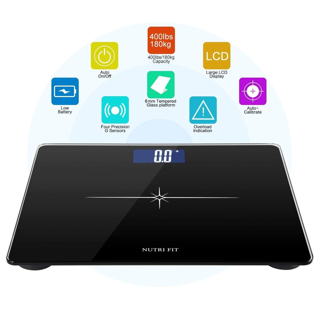NUTRI FIT Extra-Wide Digital Body Weight Bathroom Scale, Step-On LCD, 400 lb


