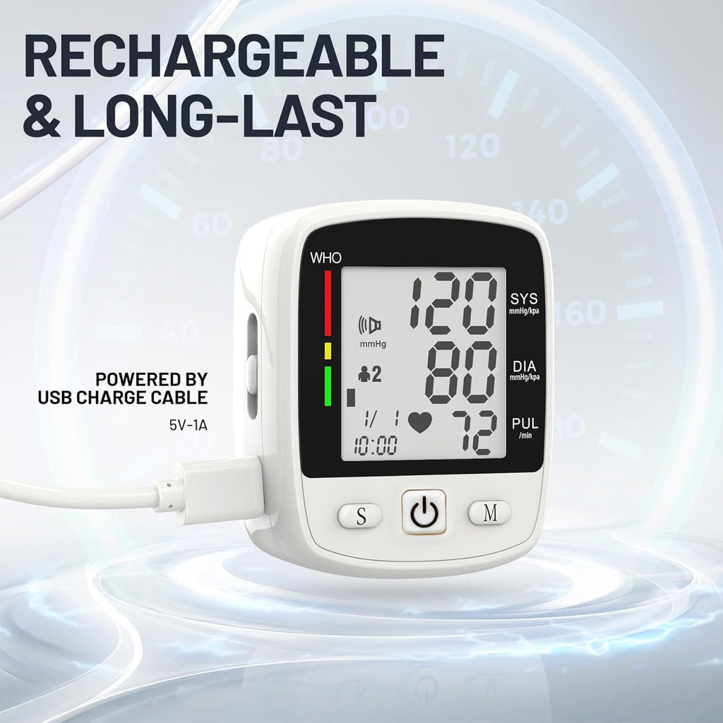 Digital Wrist Blood Pressure Monitor, Automatic Cuff with Voice, 180 Memory

