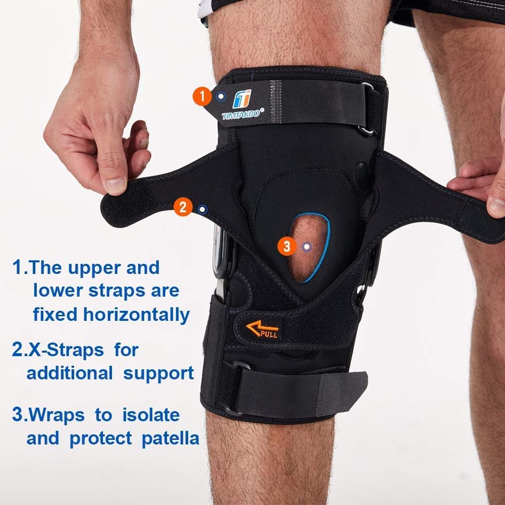 TIMTAKBO Hinged Knee Brace with Gel Patella Support and Removable Side Stabilizers

