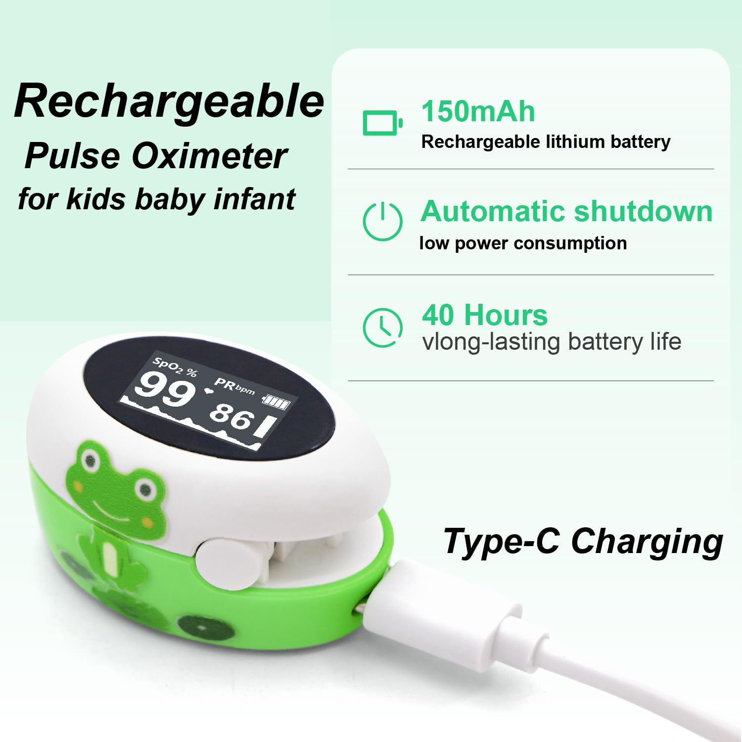 Pepultech Fingertip Pulse Oximeter, Rechargeable Blood Oxygen & Pulse Monitor OLED

