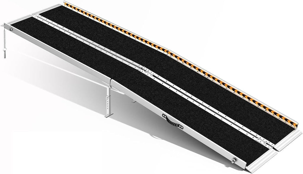 TaiH Leo Foldable Aluminum Wheelchair Ramp with Non-Slip Surface and Support Legs

