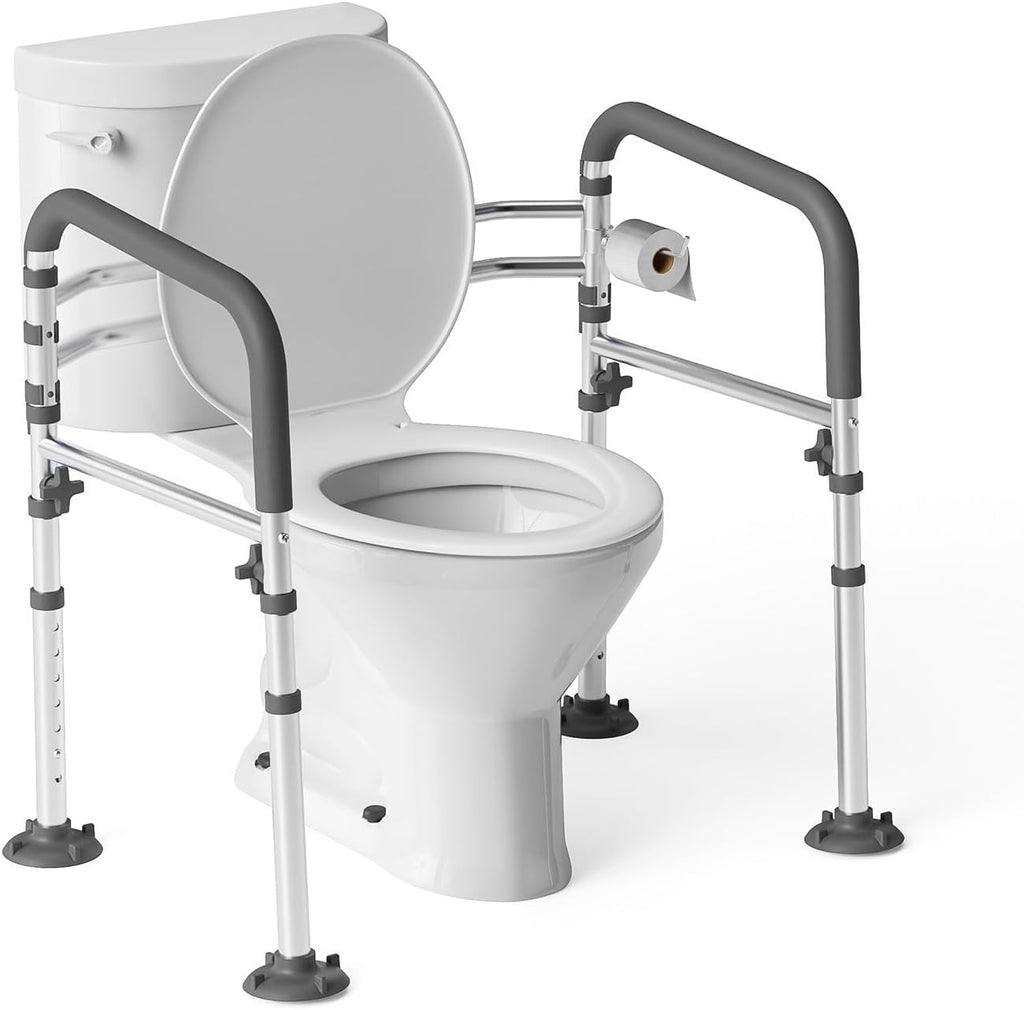 Loyoda Height-Adjustable Toilet Safety Rail with Padded Folding Handles

