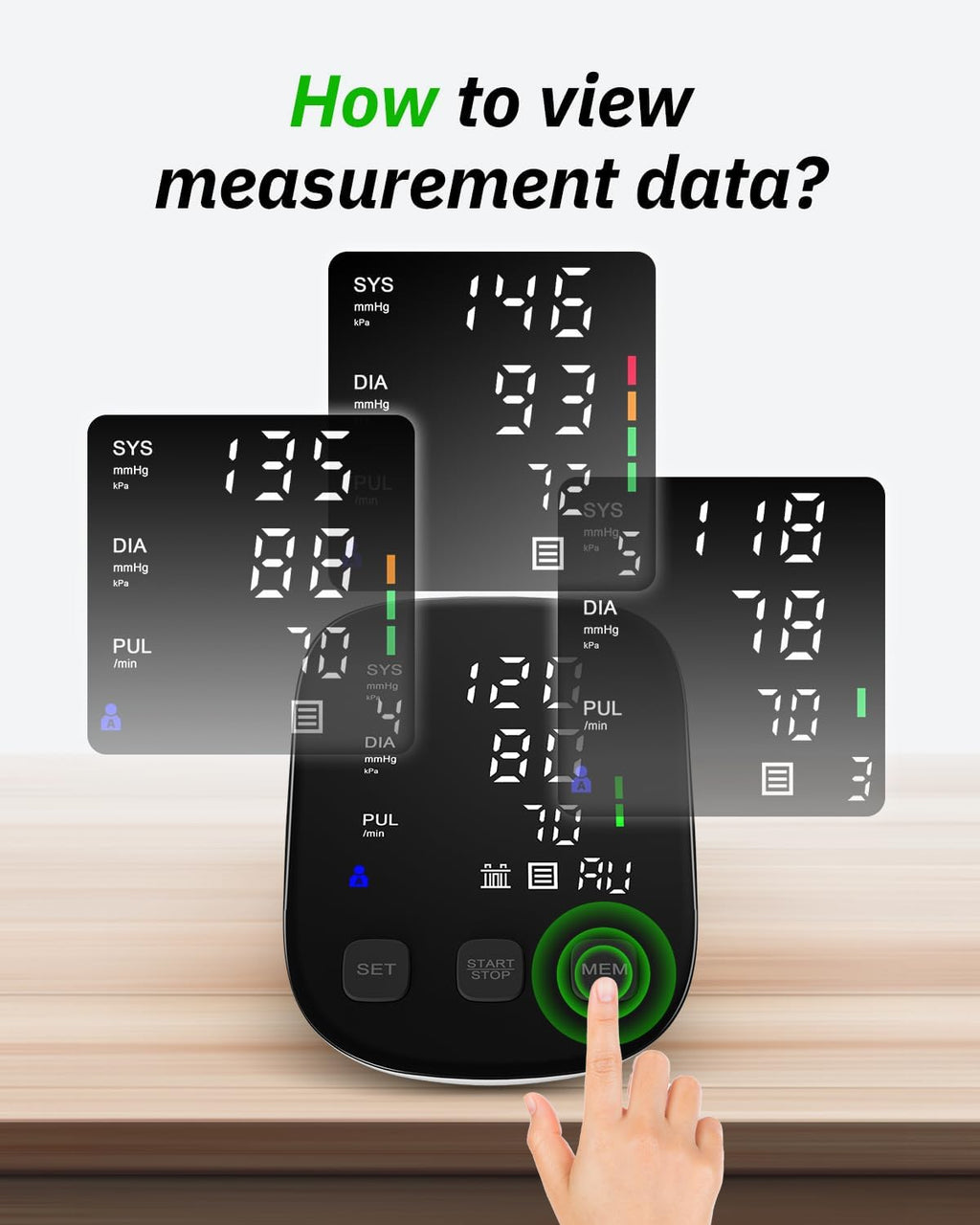 HealthTree Upper Arm Blood Pressure Monitor with Large Display, Dual Power

