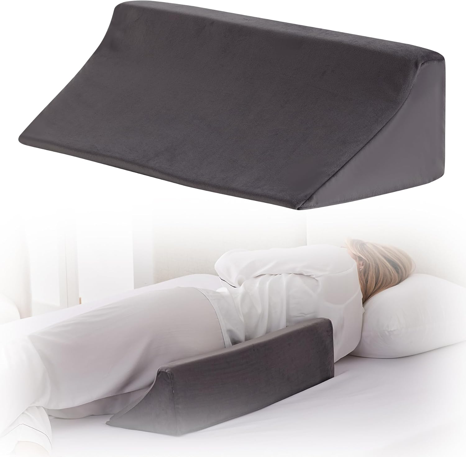 Bedluxe Wedge Pillow for Side Sleeping Comfort Foam Back Support Body Positioner

