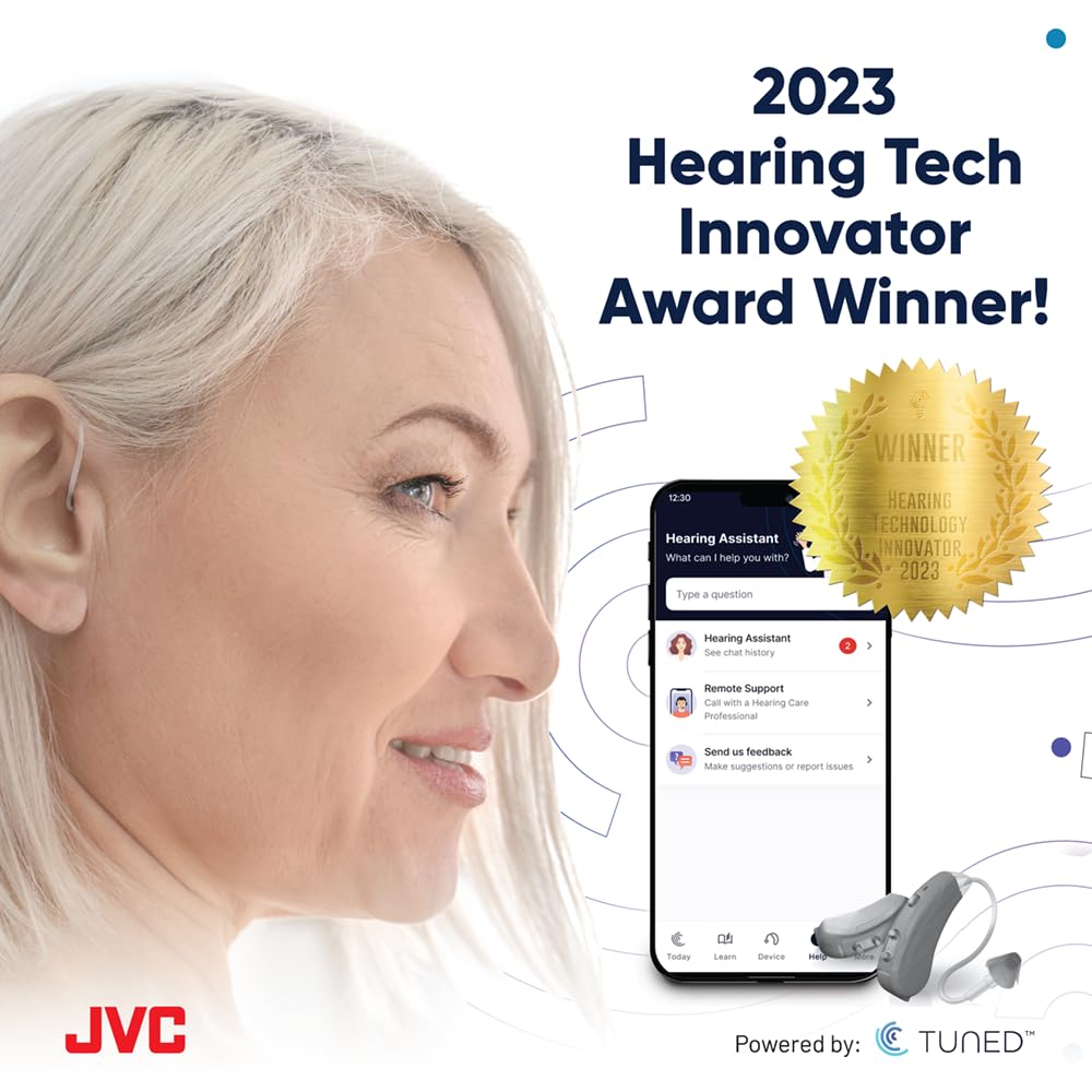 JVC OTC Hearing Aids for Mild to Moderate Hearing Loss, TUNED App, Bluetooth

