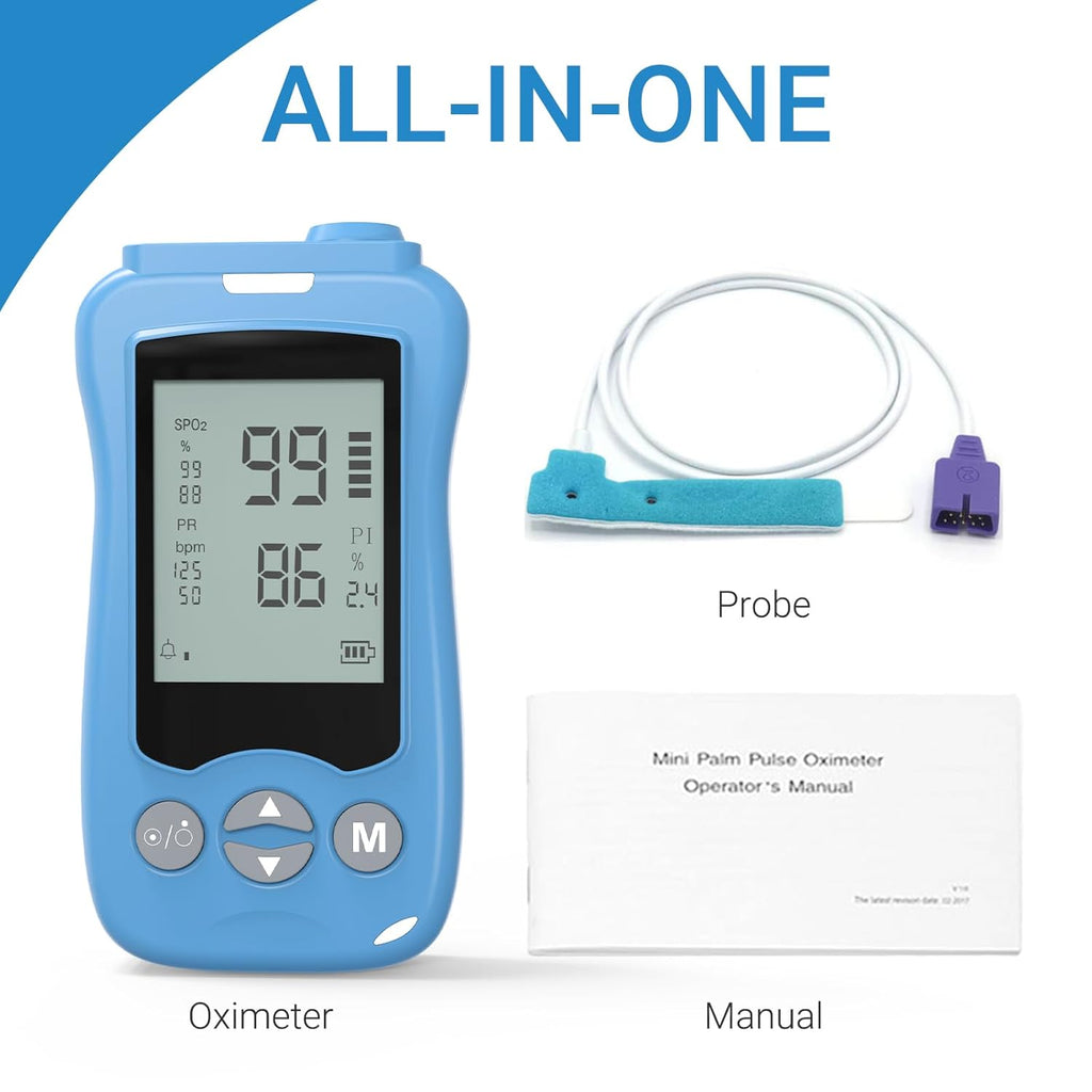 Handheld Fingertip Pulse Oximeter Medical Grade for Kids Adults with Alarm

