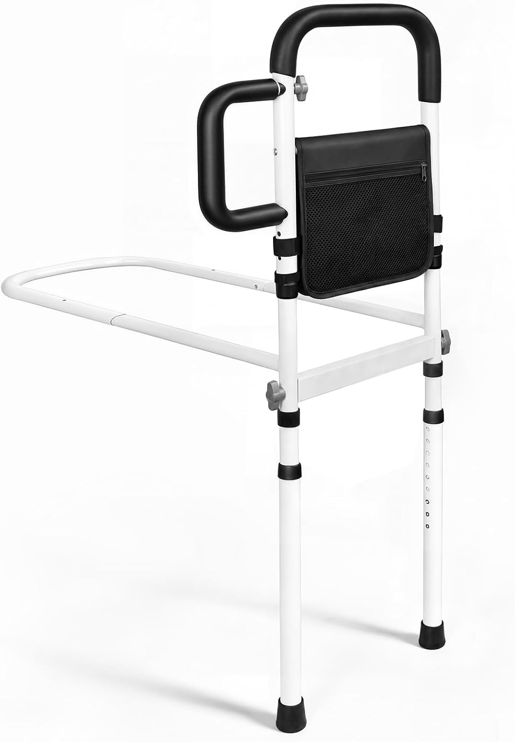 Adjustable Bed Rail for Seniors with Motion Sensor LED, Non-Slip Handle, Storage Bag

