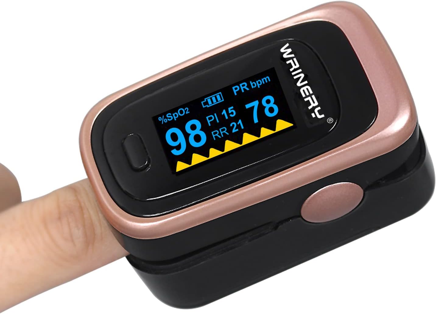 WRINERY Fingertip Pulse Oximeter, Oxygen Saturation Monitor with OLED Display

