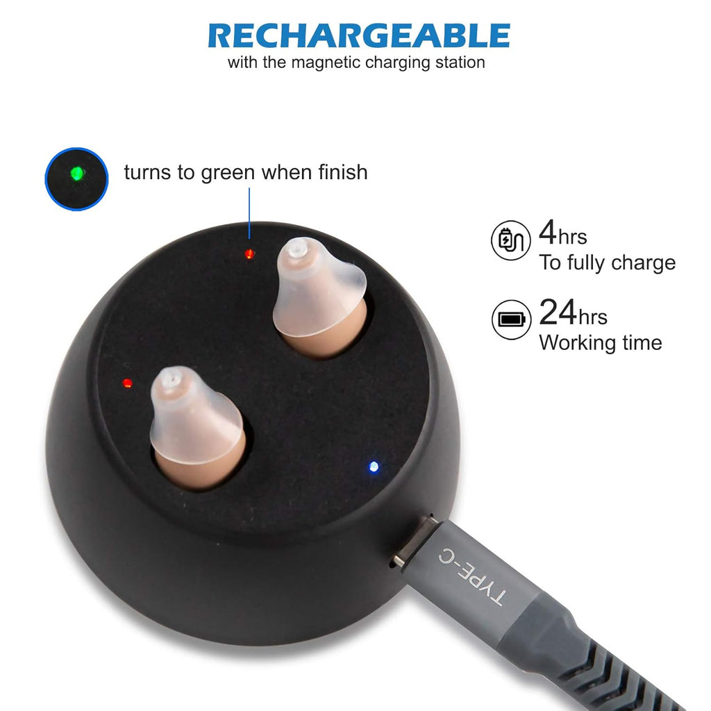 R&L Rechargeable Mini Digital Hearing Amplifier, Invisible In-Ear Sound Assist

