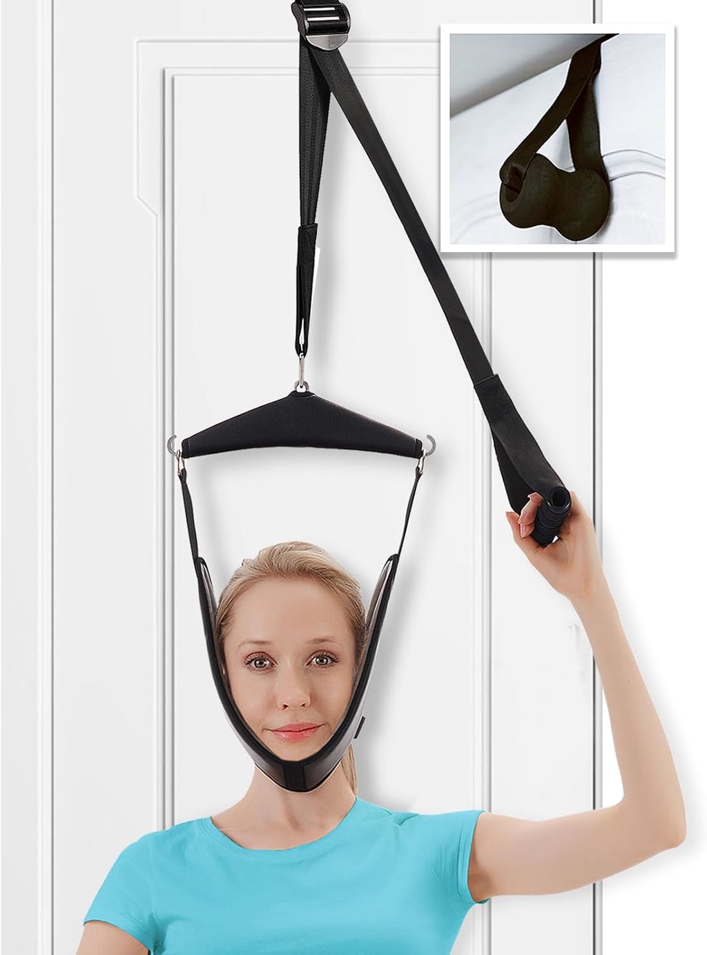 Cervical Neck Traction Device Over-the-Door Portable Neck Stretcher for Neck Pain Relief

