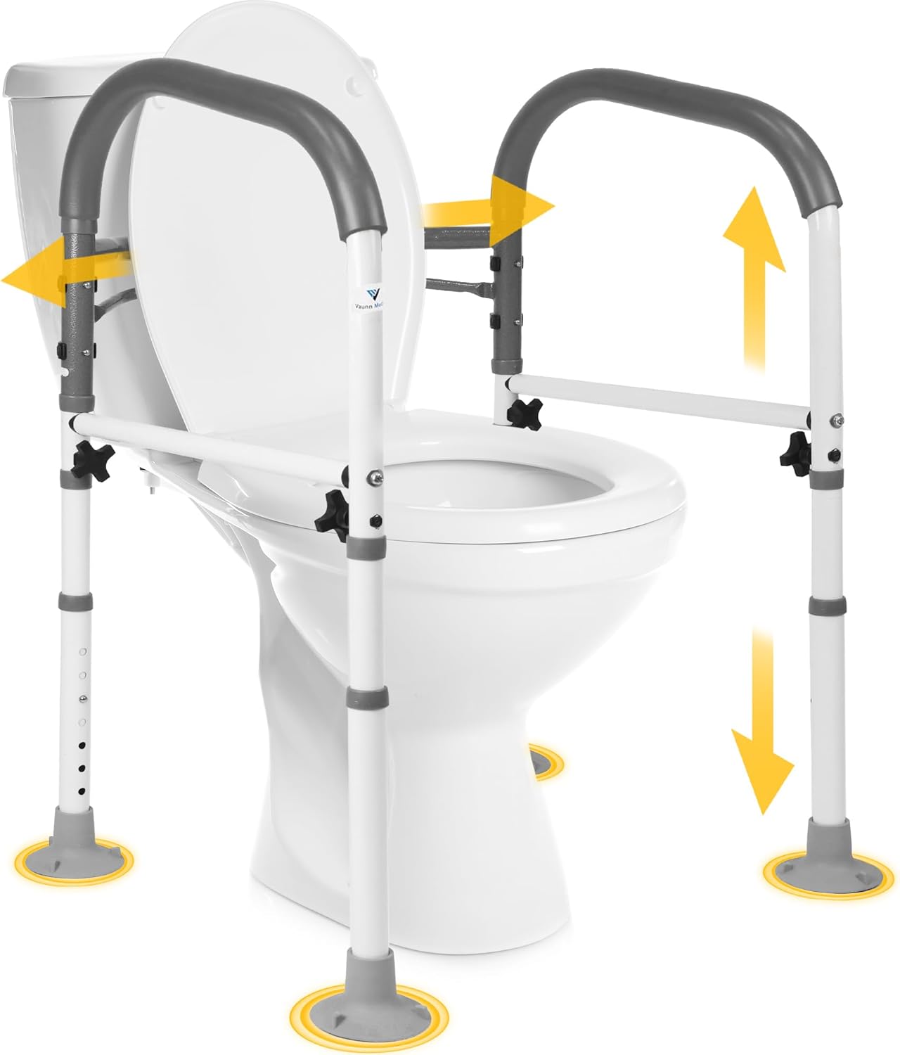 Vaunn Medical Toilet Safety Rail, Foldable Free-Standing Toilet Grab Bar, 300 lb

