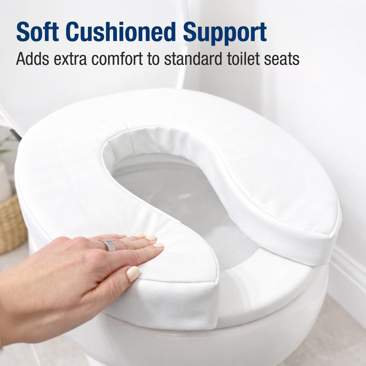 DMI Raised Toilet Seat Riser with Padded Cushion and Cover, White

