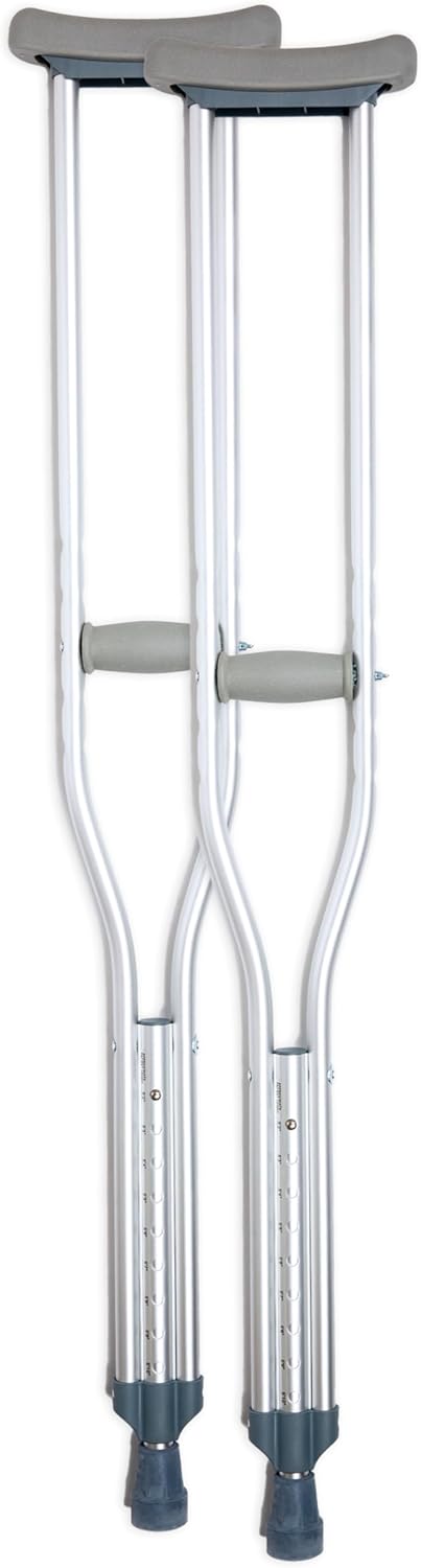 BodyMed Aluminum Crutches for Adults and Children, Pair Height Adjustable, 300 lb

