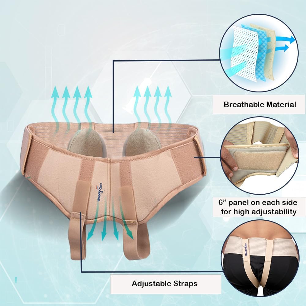 Wonder Care Hernia Support Belt for Men with Removable Groin Compression Pads

