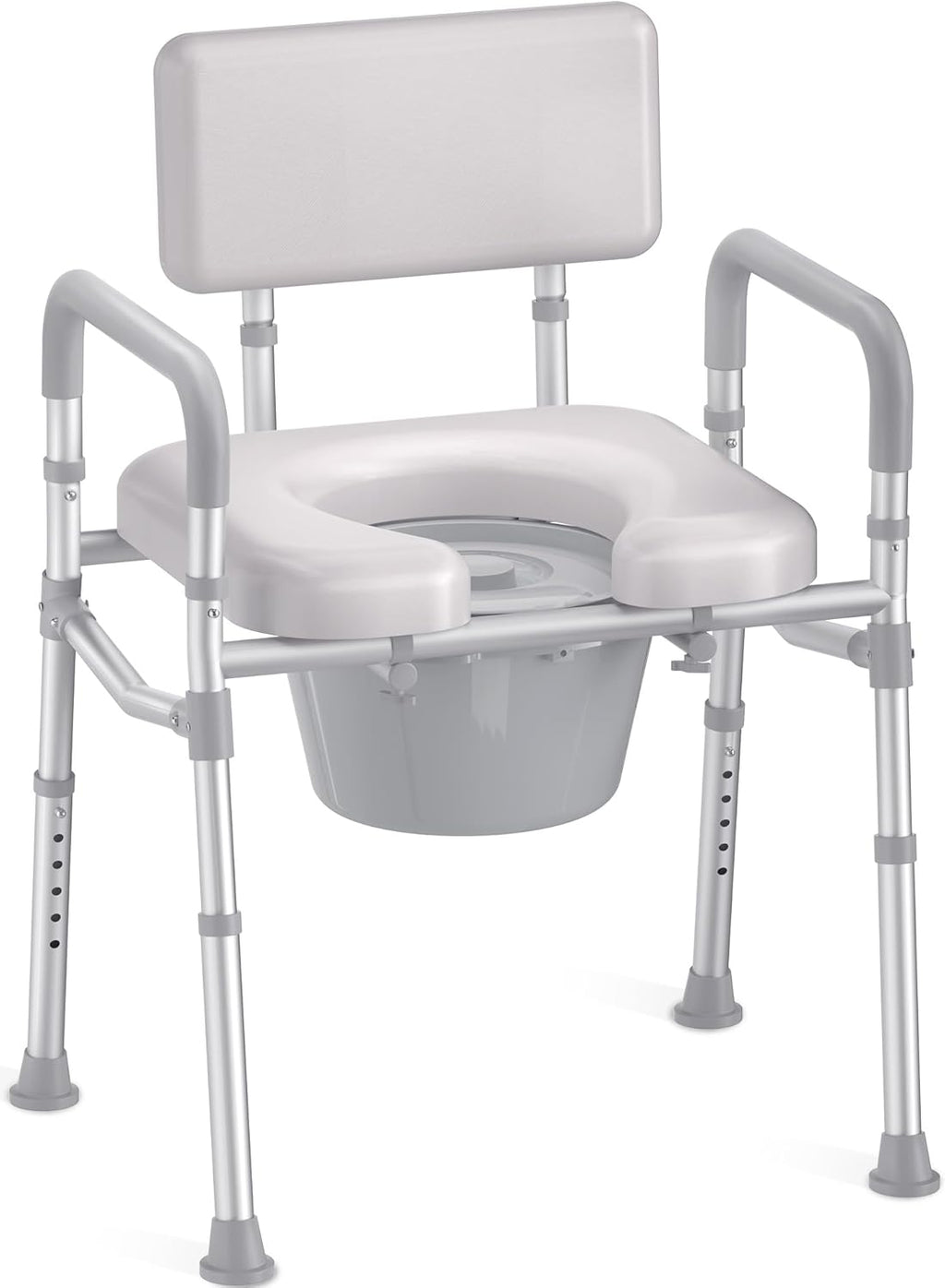 HOMLAND Bedside Commode with Padded Seat Aluminum Portable Toilet, 350 lb Capacity


