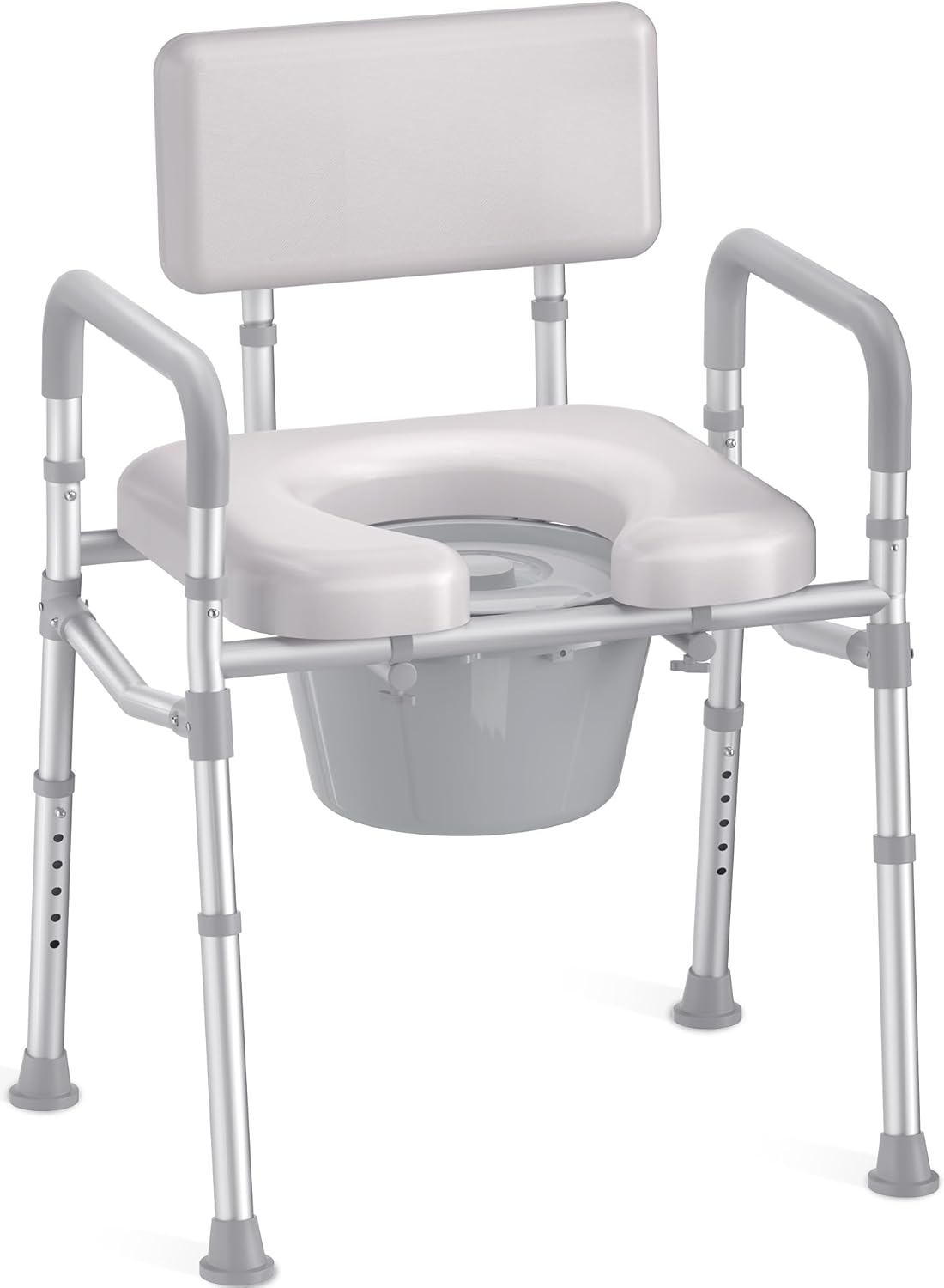 HOMLAND Bedside Commode with Padded Seat Aluminum Portable Toilet, 350 lb Capacity

