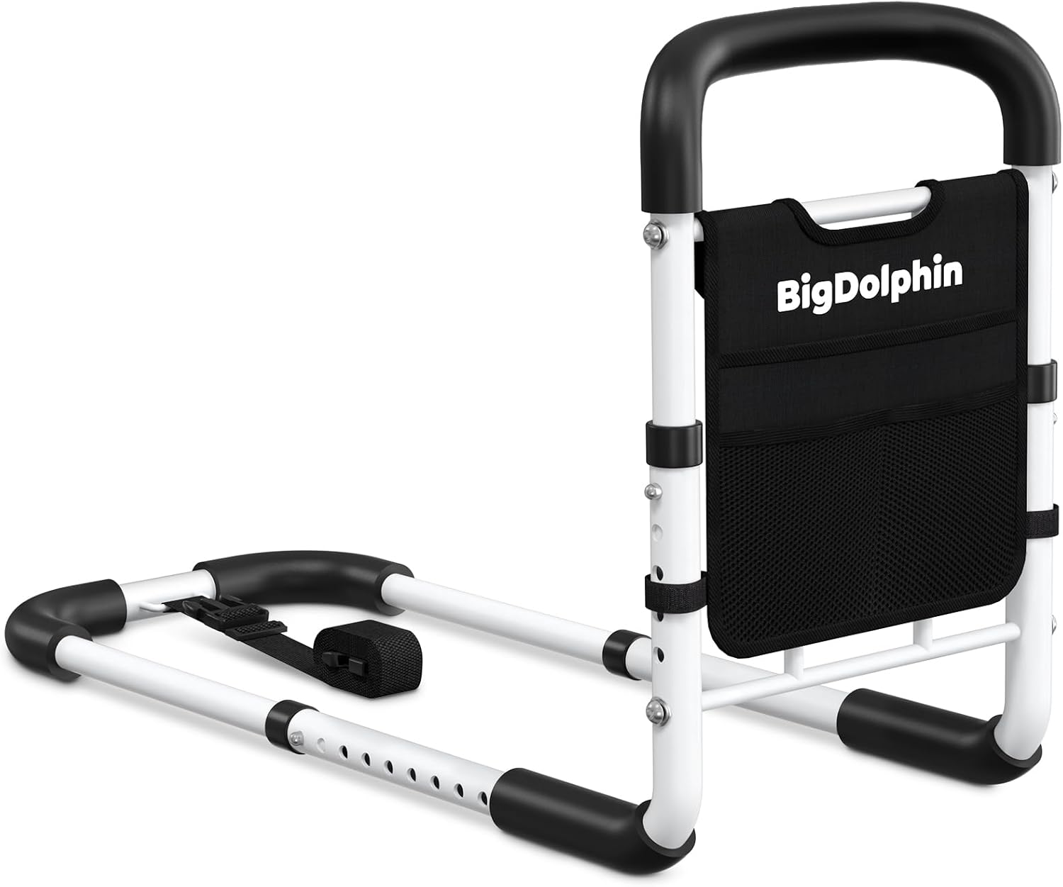 BigDolphin Adjustable Bed Rail for Seniors, Non-Slip Handle, Storage Pocket

