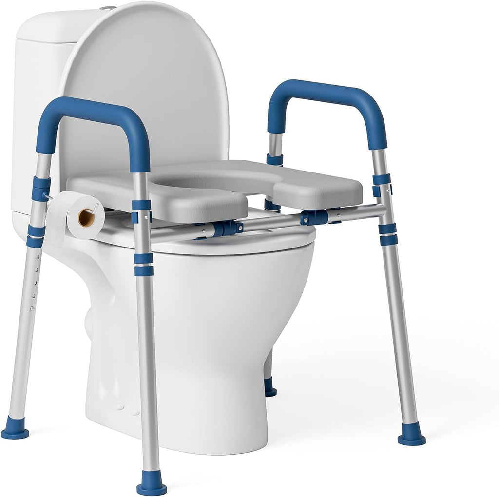 Loyoda Raised Toilet Seat Riser with Padded Handles, Adjustable Height & Width

