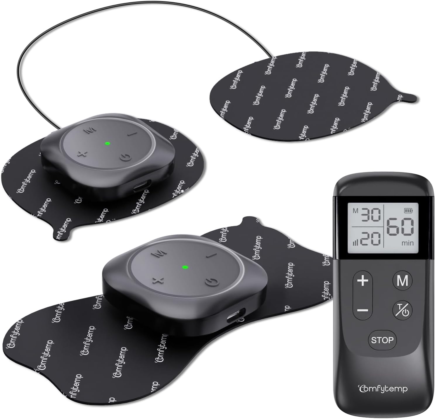 Comfytemp Wireless TENS Unit with Remote, 30 Modes Rechargeable Muscle Stimulator

