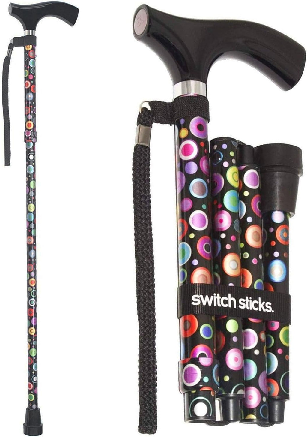 Switch Sticks Folding Walking Cane with Adjustable Height, Compact, Lightweight

