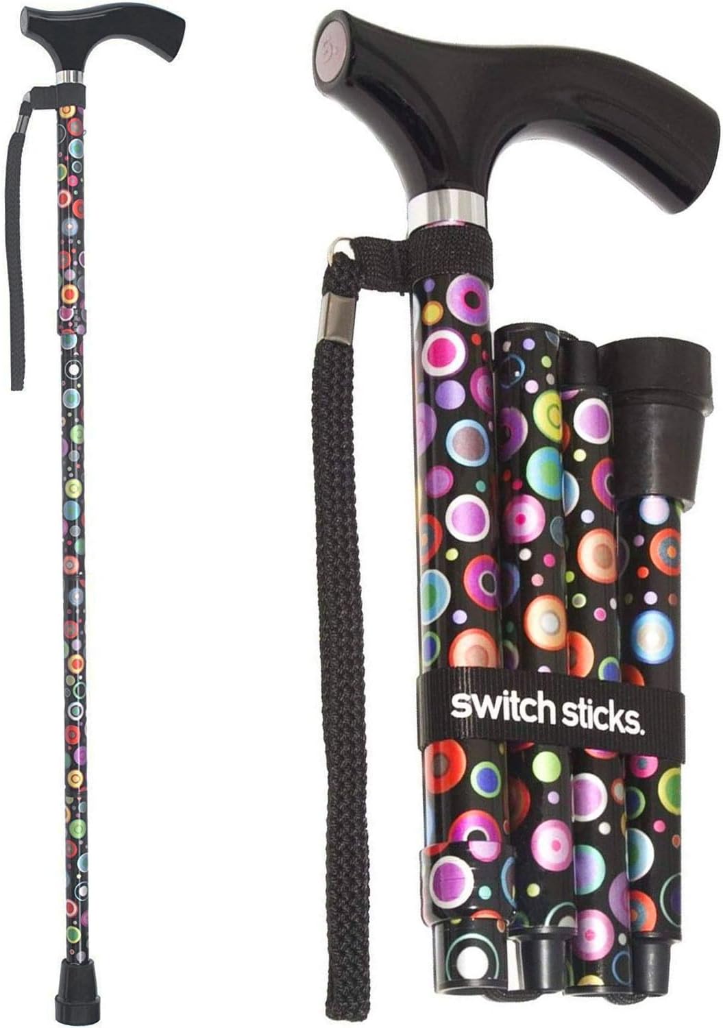 Switch Sticks Folding Walking Cane with Adjustable Height, Compact, Lightweight

