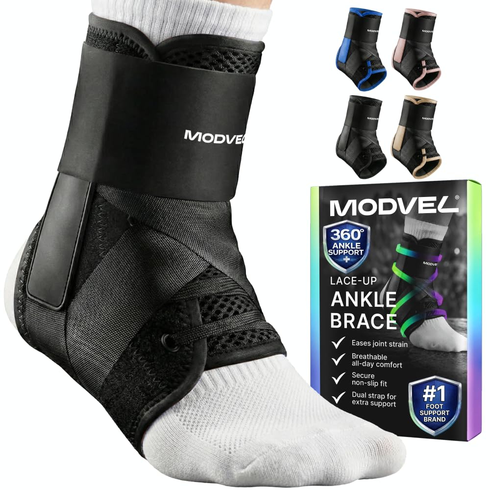Modvel Slim Lace-Up Figure 8 Ankle Brace, Adjustable Ankle Support Wrap

