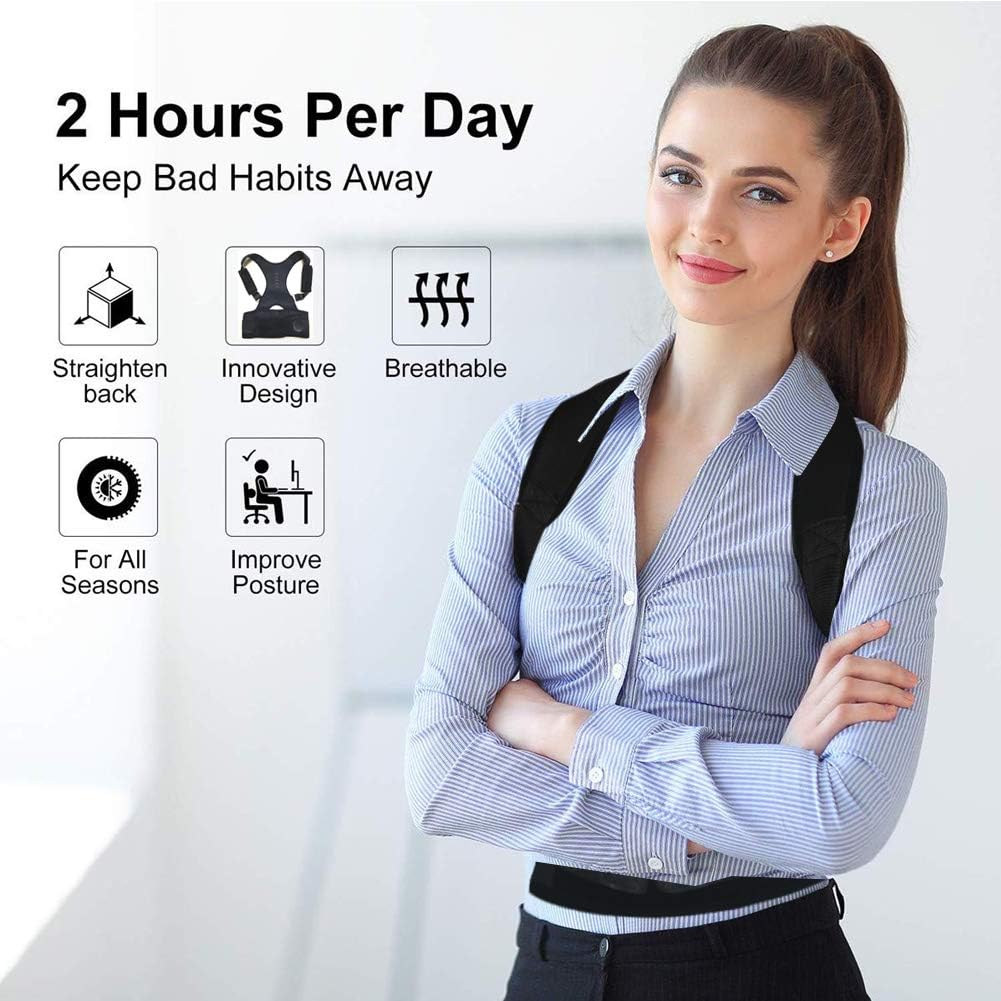 Thoracic Back Brace Posture Corrector with Magnetic Support, Adjustable Belt

