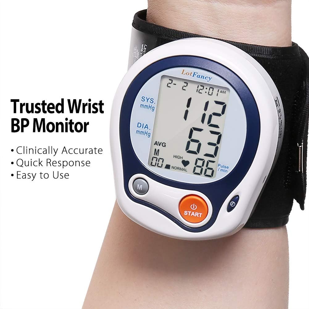 LotFancy Digital Automatic Wrist Blood Pressure Monitor with Carrying Case

