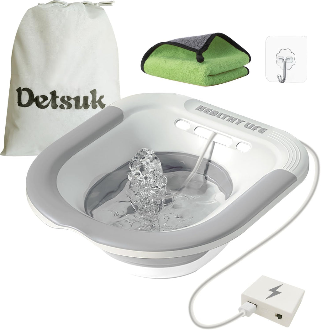 Foldable Electric Sitz Bath Kit with Automatic Flushing, Portable Hip Bath Basin

