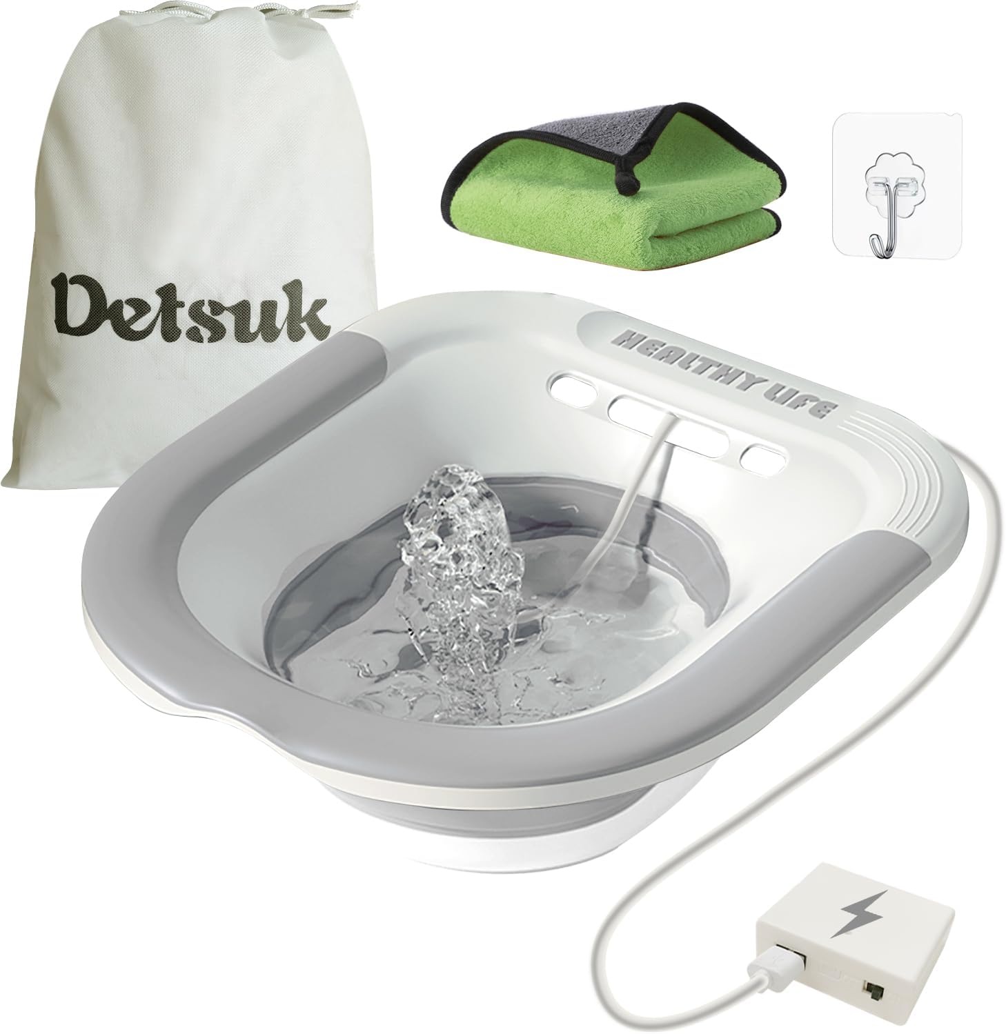 Foldable Electric Sitz Bath Kit with Automatic Flushing, Portable Hip Bath Basin


