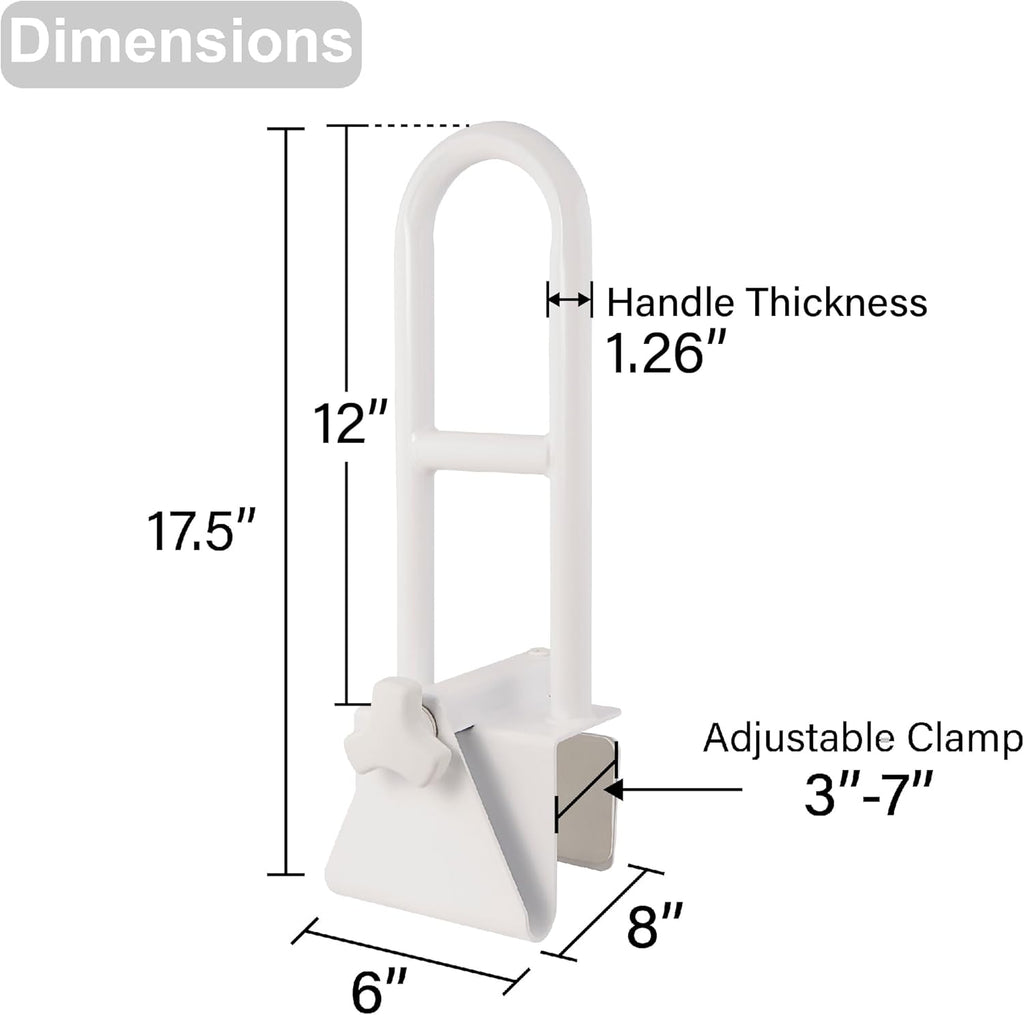 Vaunn Medical Bathtub Safety Rail Shower Grab Bar Handle, Stainless Steel

