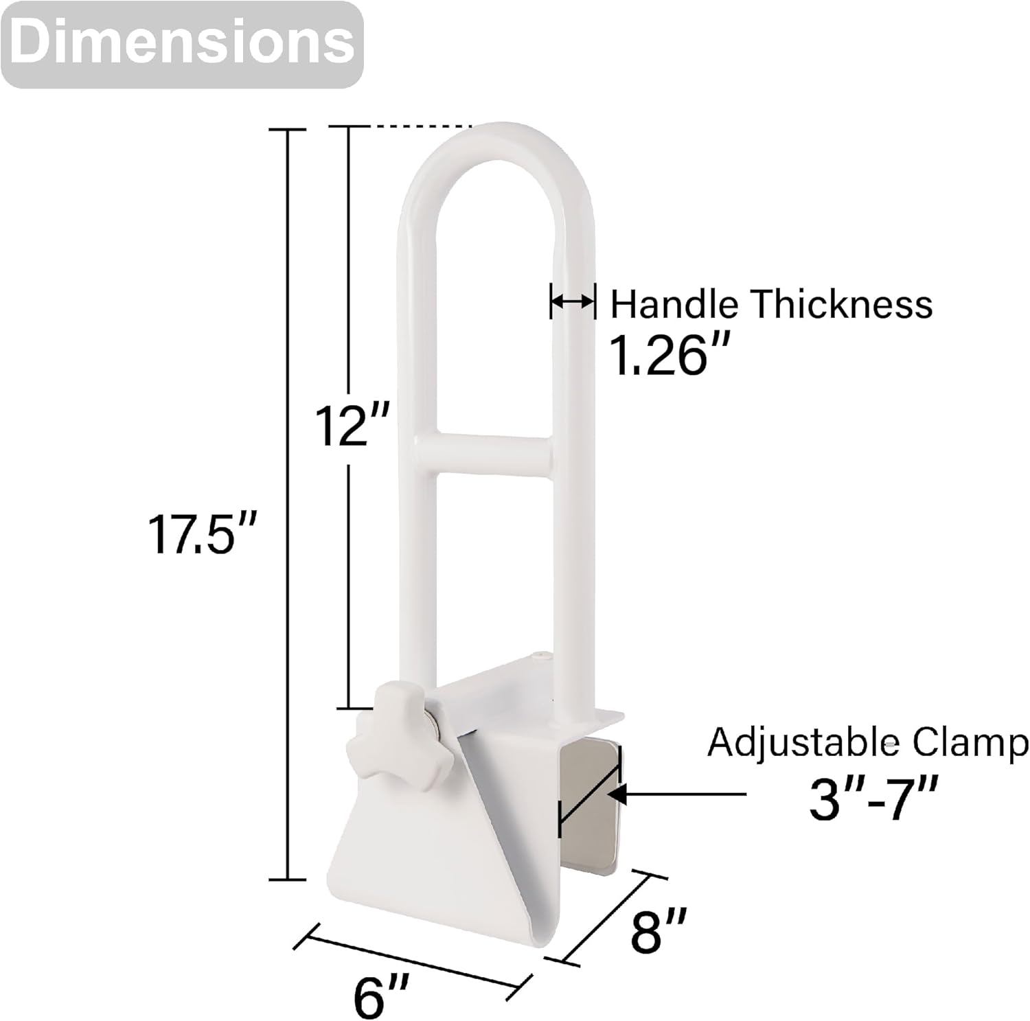 Vaunn Medical Bathtub Safety Rail Shower Grab Bar Handle, Stainless Steel

