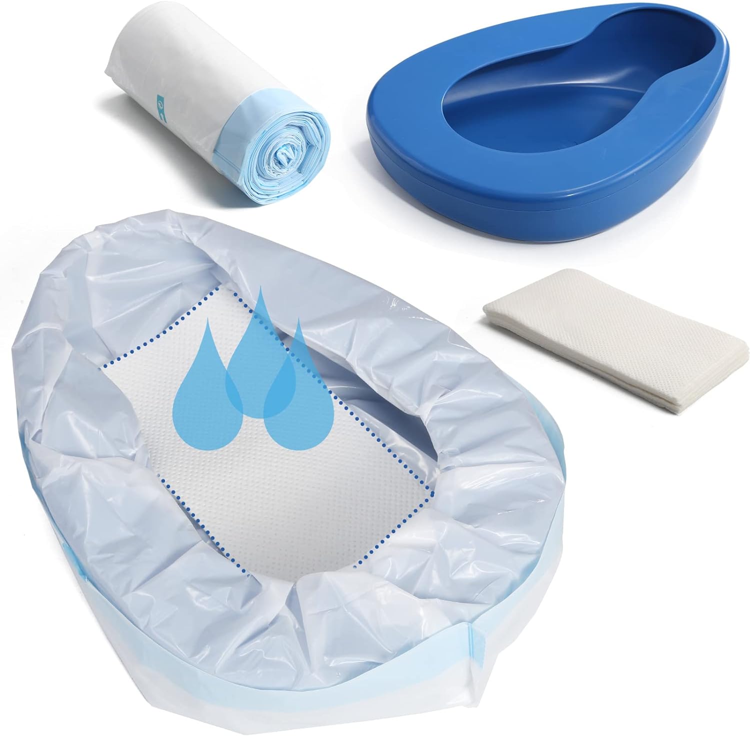 ONEDONE Bed Pan Set with Disposable Liners and Super Absorbent Pads

