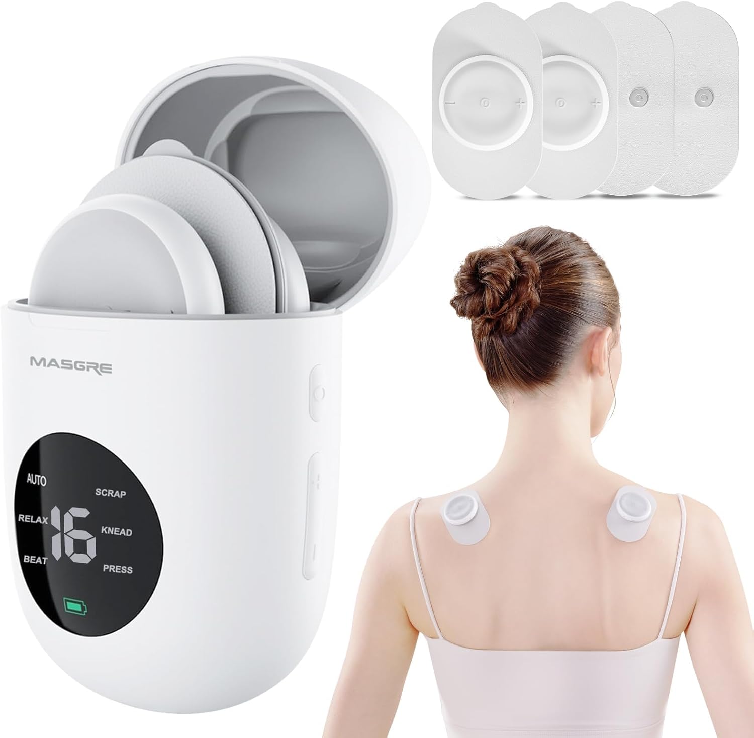 MASGRE Dual Channel Wireless TENS Unit EMS Muscle Stimulator Rechargeable

