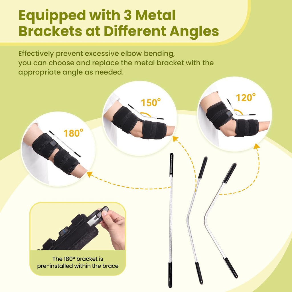 Cubital Tunnel Syndrome Elbow Brace Splint for Ulnar Nerve, 3 Support Angles

