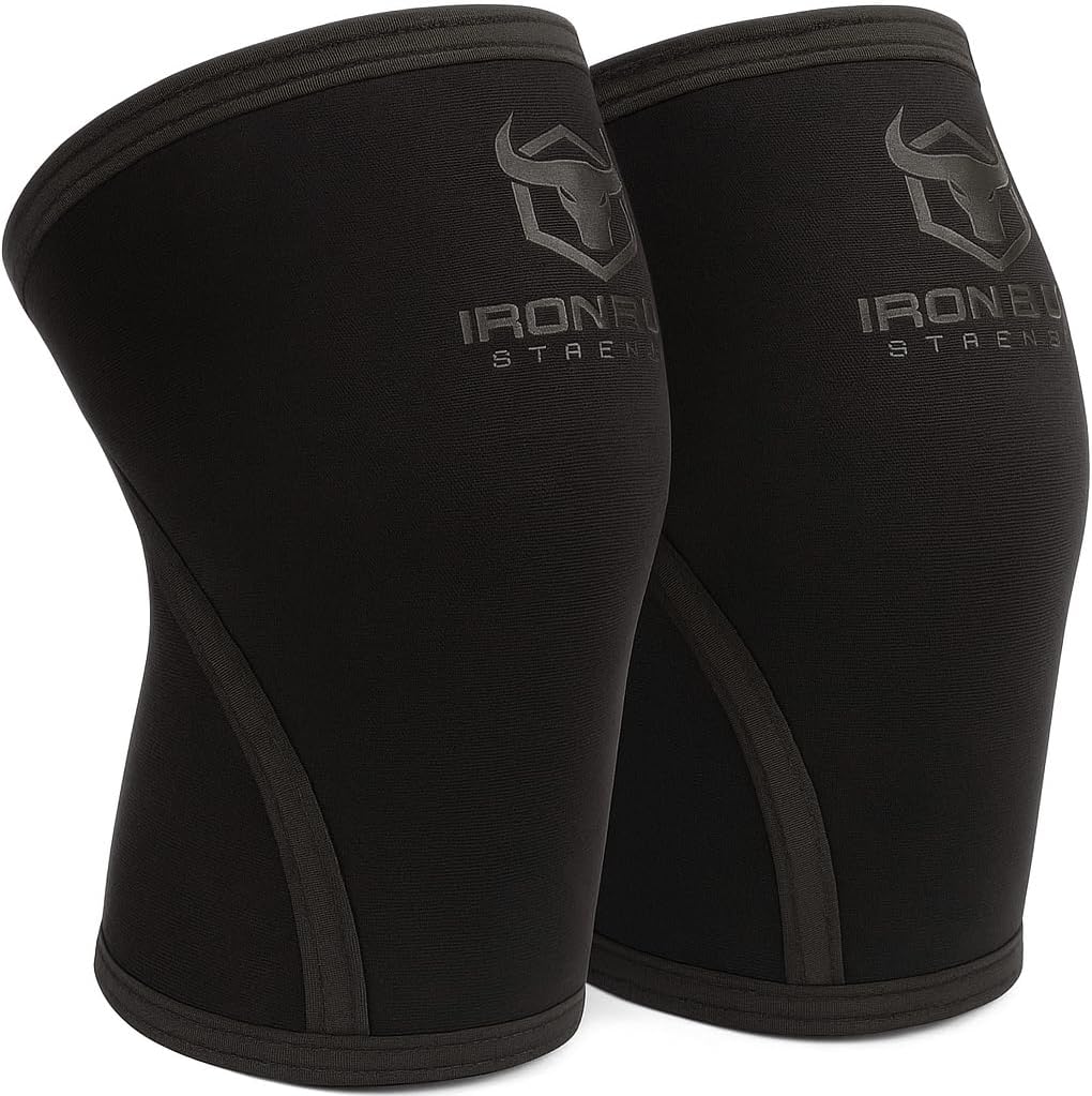Iron Bull Strength 7mm Neoprene Knee Sleeves Compression Brace for Weightlifting

