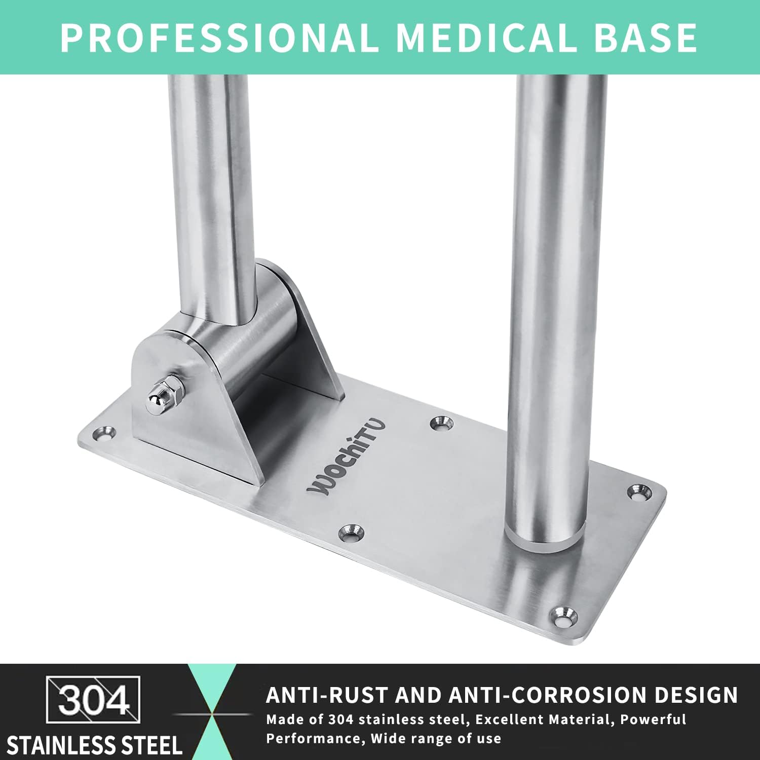 WochiTV Stainless Steel Safety Rail with Paper Holder, Flip-Up Bathroom Support

