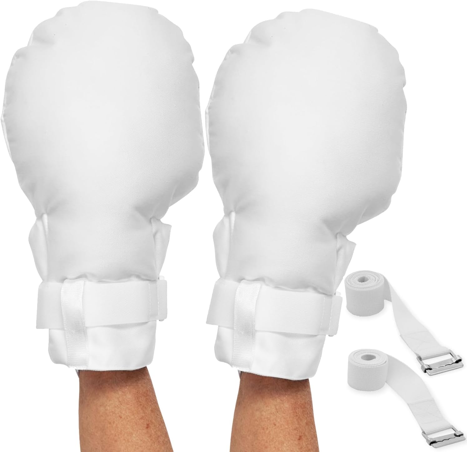 Medical Double Security Hand Restraint Gloves, Double Padded, Bed Straps Included

