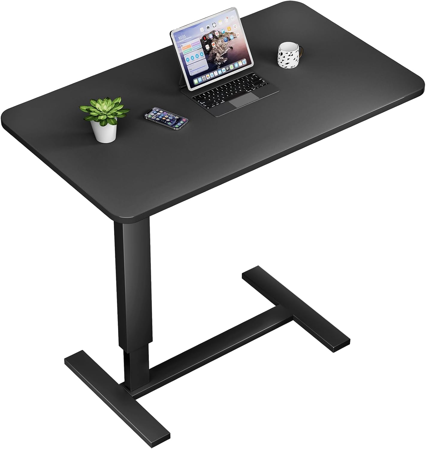 Overbed Bedside Table with Wheels, Adjustable Rolling Laptop Desk, Medical Side Table

