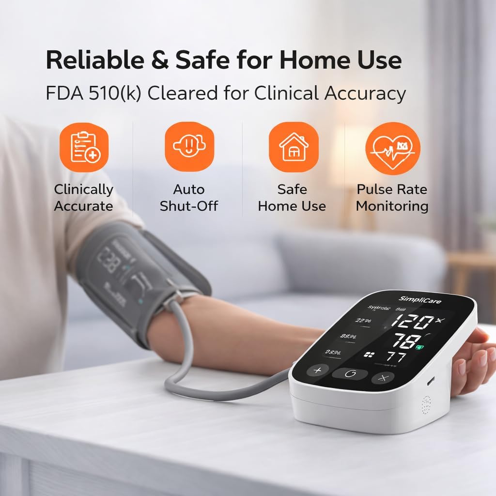 Upper Arm Blood Pressure Monitor with XL Cuff, LED Display, 2-User Memory

