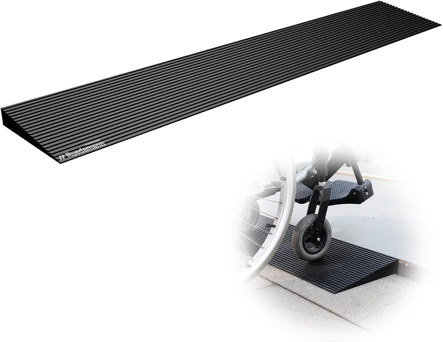 Ruedamann Rubber Threshold Ramp for Doorways, Non-Slip Wheelchair Access

