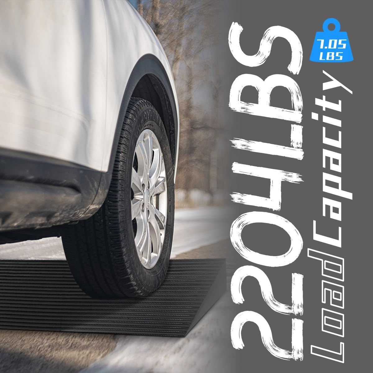 Rubber Threshold Ramp for Doorways, Non-Slip Curb Ramp, 2204 lb Capacity

