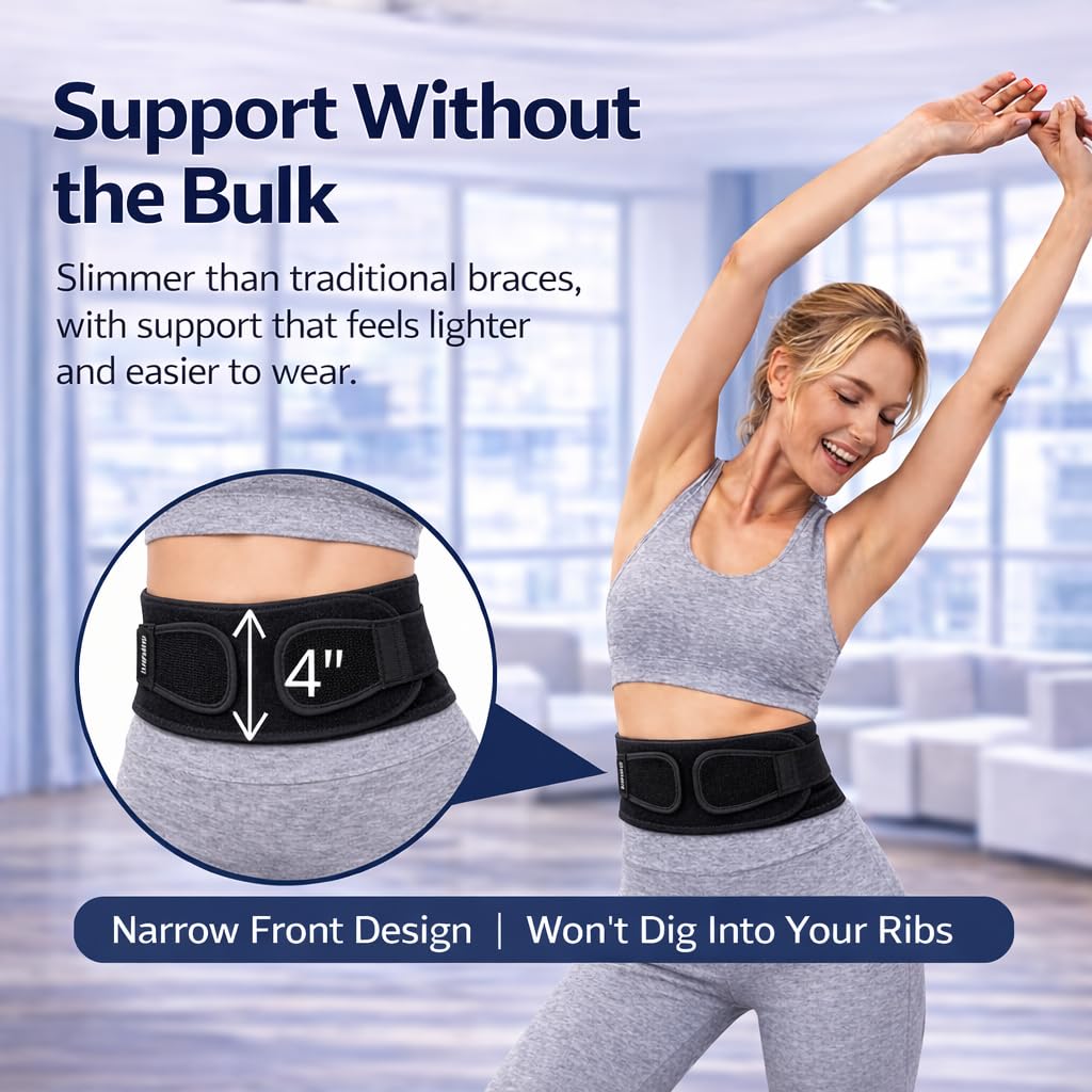 Adjustable Breathable Lumbar Support Back Brace for Women, Low-Profile Belt


