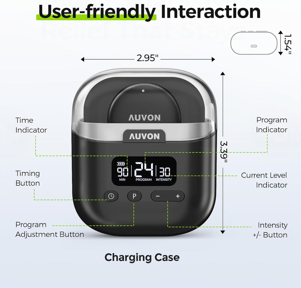 AUVON Wireless TENS Unit Muscle Stimulator with Rechargeable Case, 24 Modes

