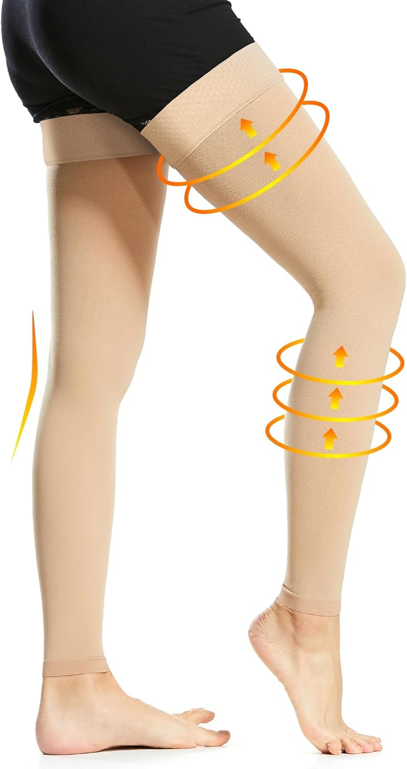 Ailaka Medical Compression Stockings Thigh High Footless 20–30mmHg for Varicose Veins

