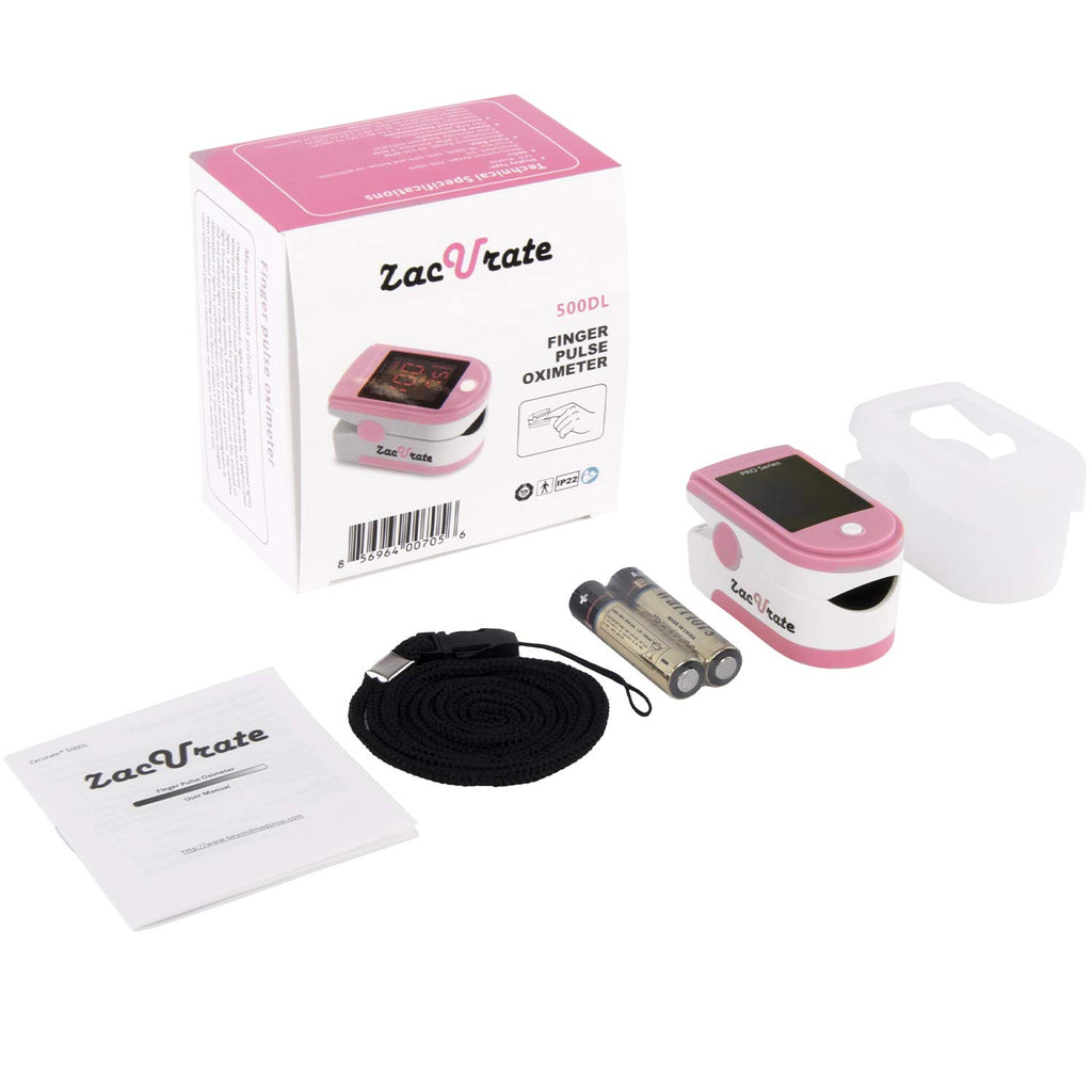Zacurate Pro Series 500DL Fingertip Pulse Oximeter with Silicone Cover, Batteries & Lanyard

