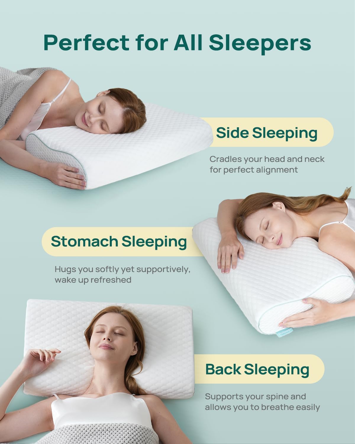 Releep Cervical Neck Pillow Adjustable Contour Cooling Memory Foam Ergonomic

