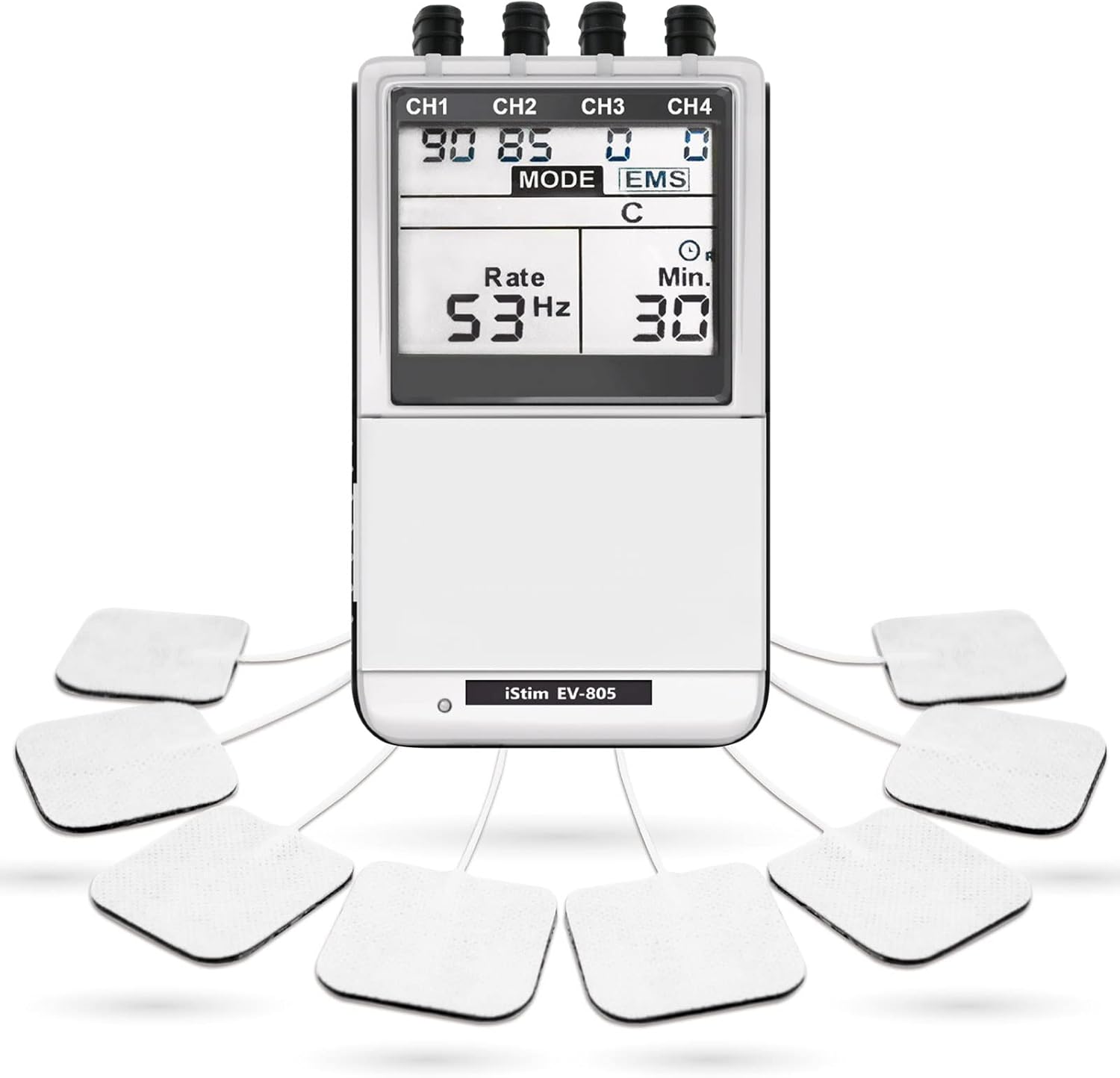 iSTIM EV-805 TENS EMS 4-Channel Rechargeable Muscle Stimulator Pain Relief Unit

