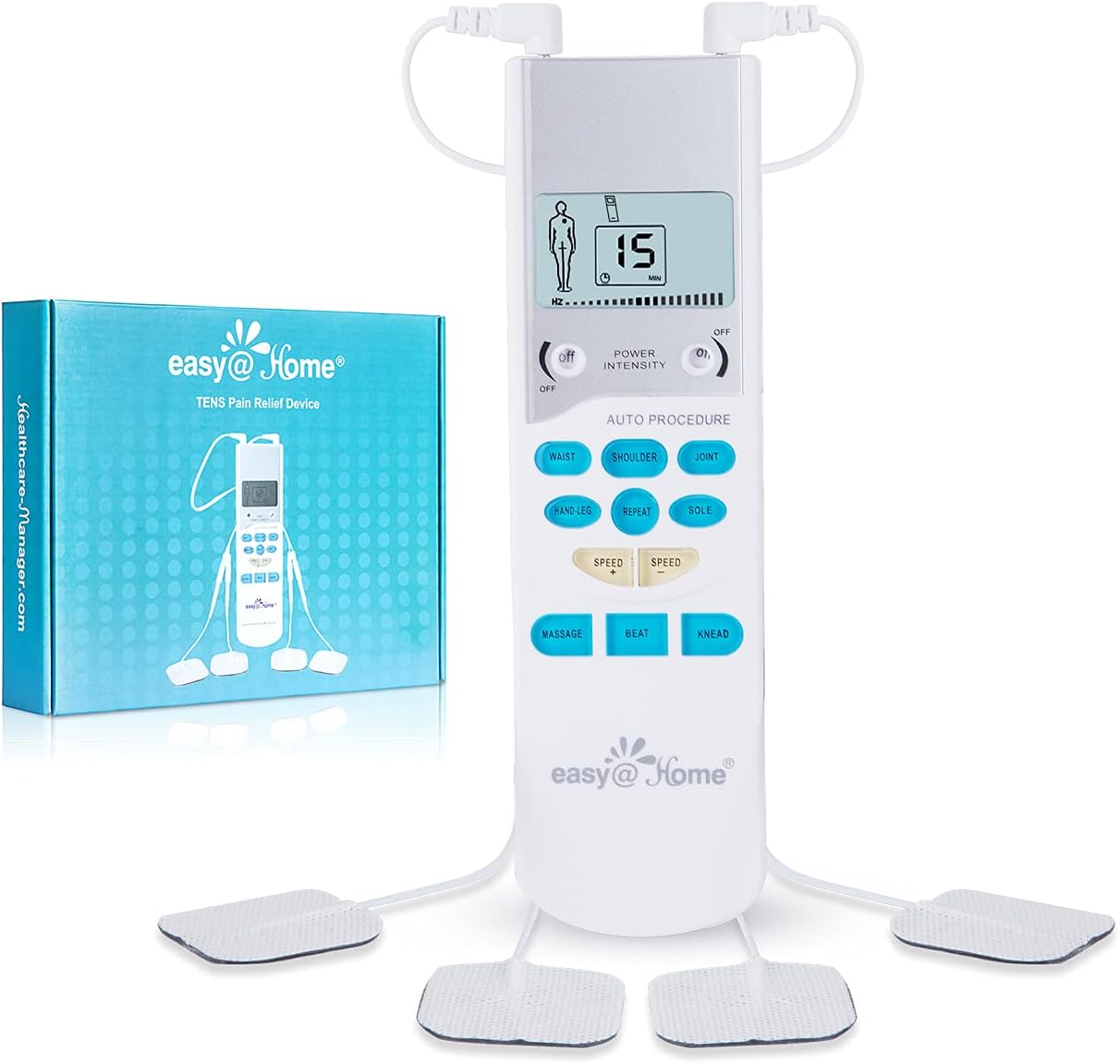 Easy@Home TENS Unit Muscle Stimulator Dual Channel Handheld Electronic Pulse Massager

